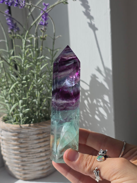 Flashy Rainbow Fluorite Tower - C