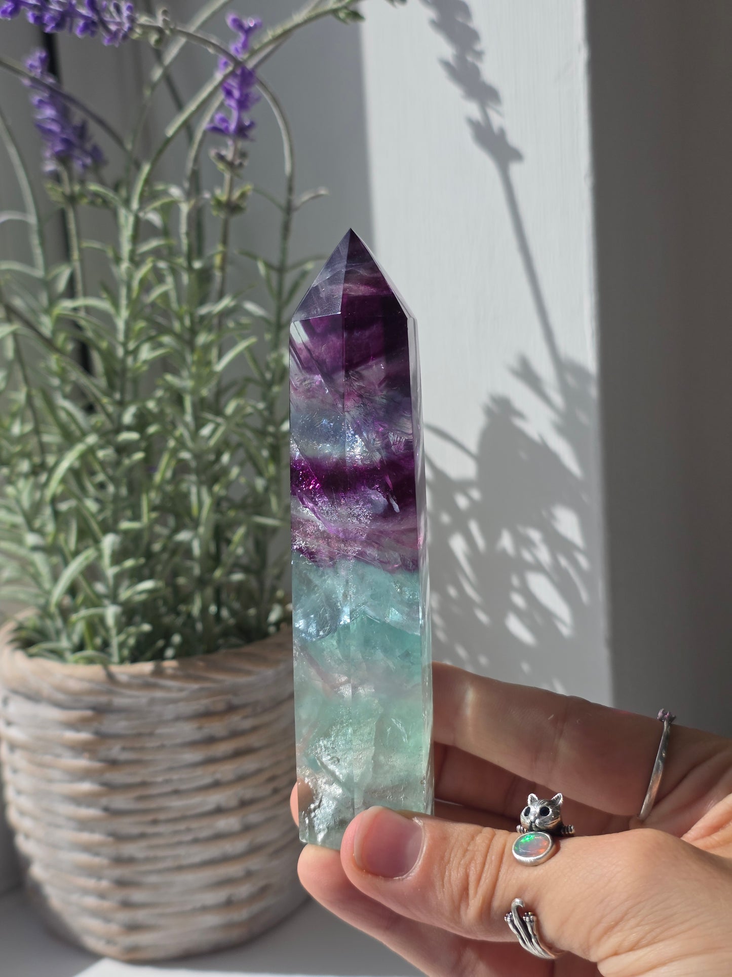 Flashy Rainbow Fluorite Tower - C