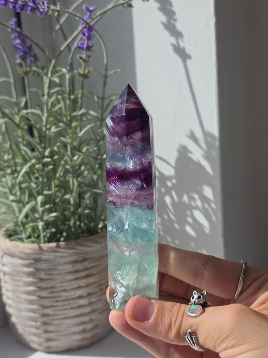 Flashy Rainbow Fluorite Tower - C