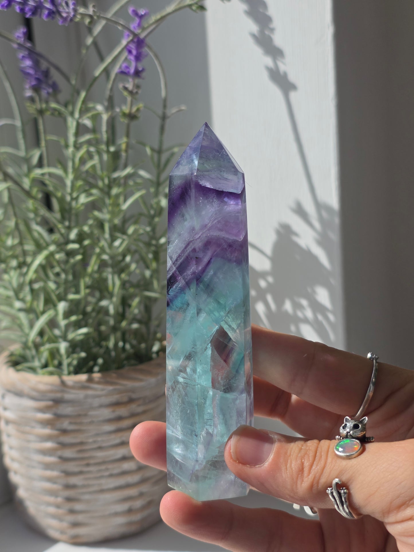 Flashy Rainbow Fluorite Tower - D