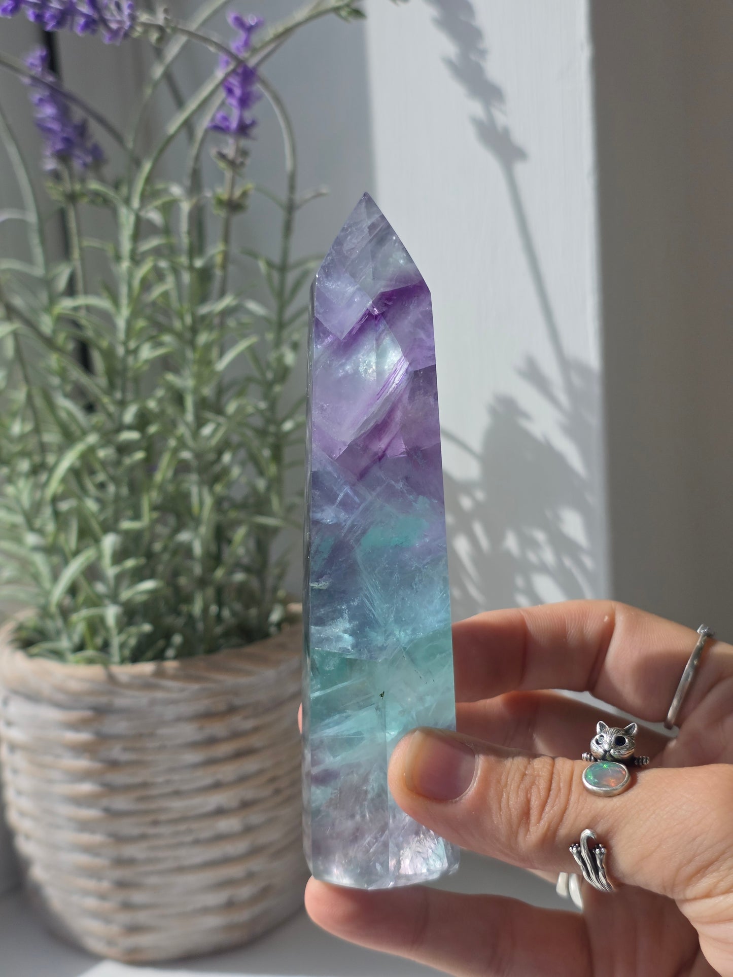 Flashy Rainbow Fluorite Tower - E