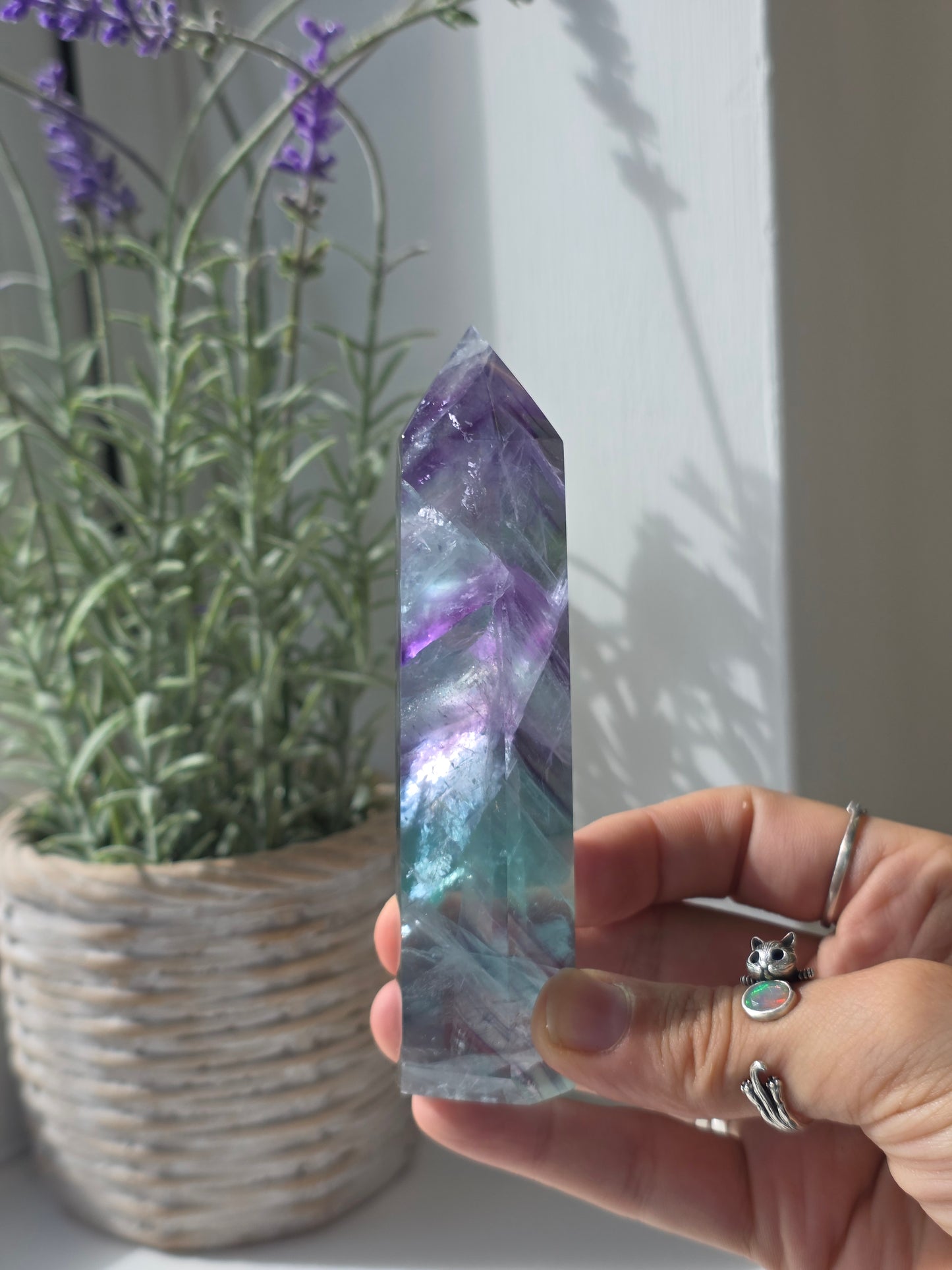 Flashy Rainbow Fluorite Tower - F