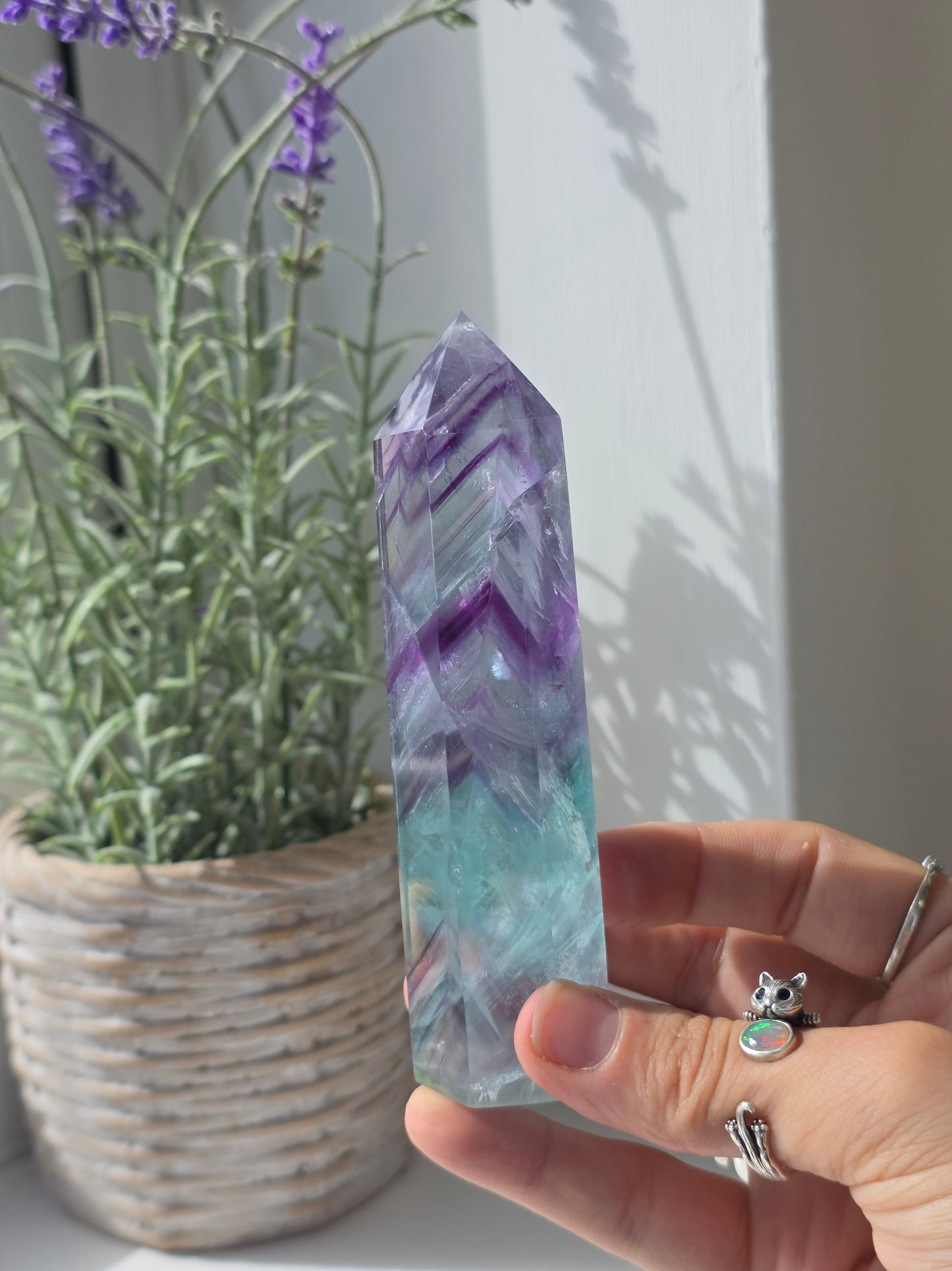 Flashy Rainbow Fluorite Tower - F