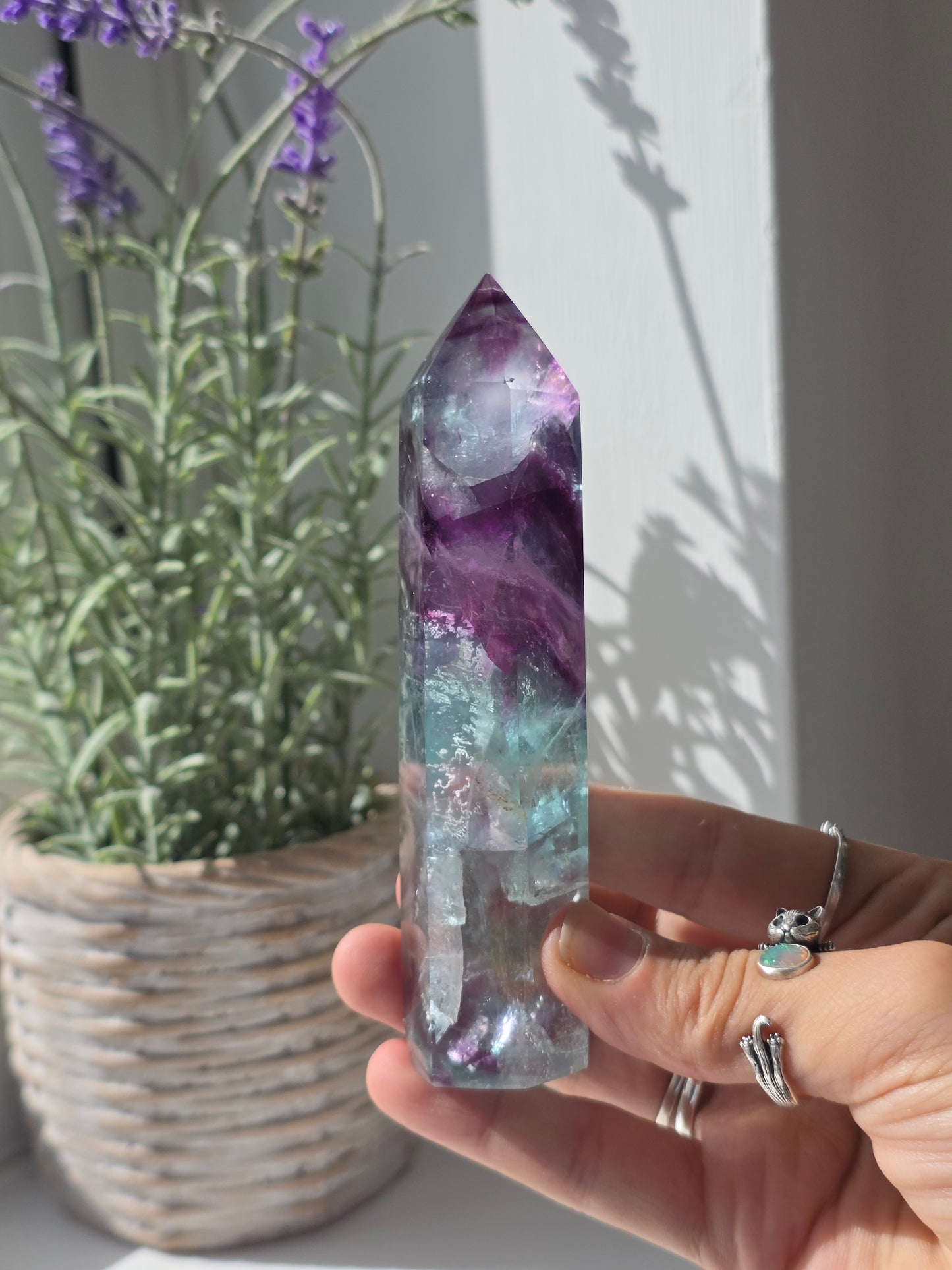 Flashy Rainbow Fluorite Tower - G