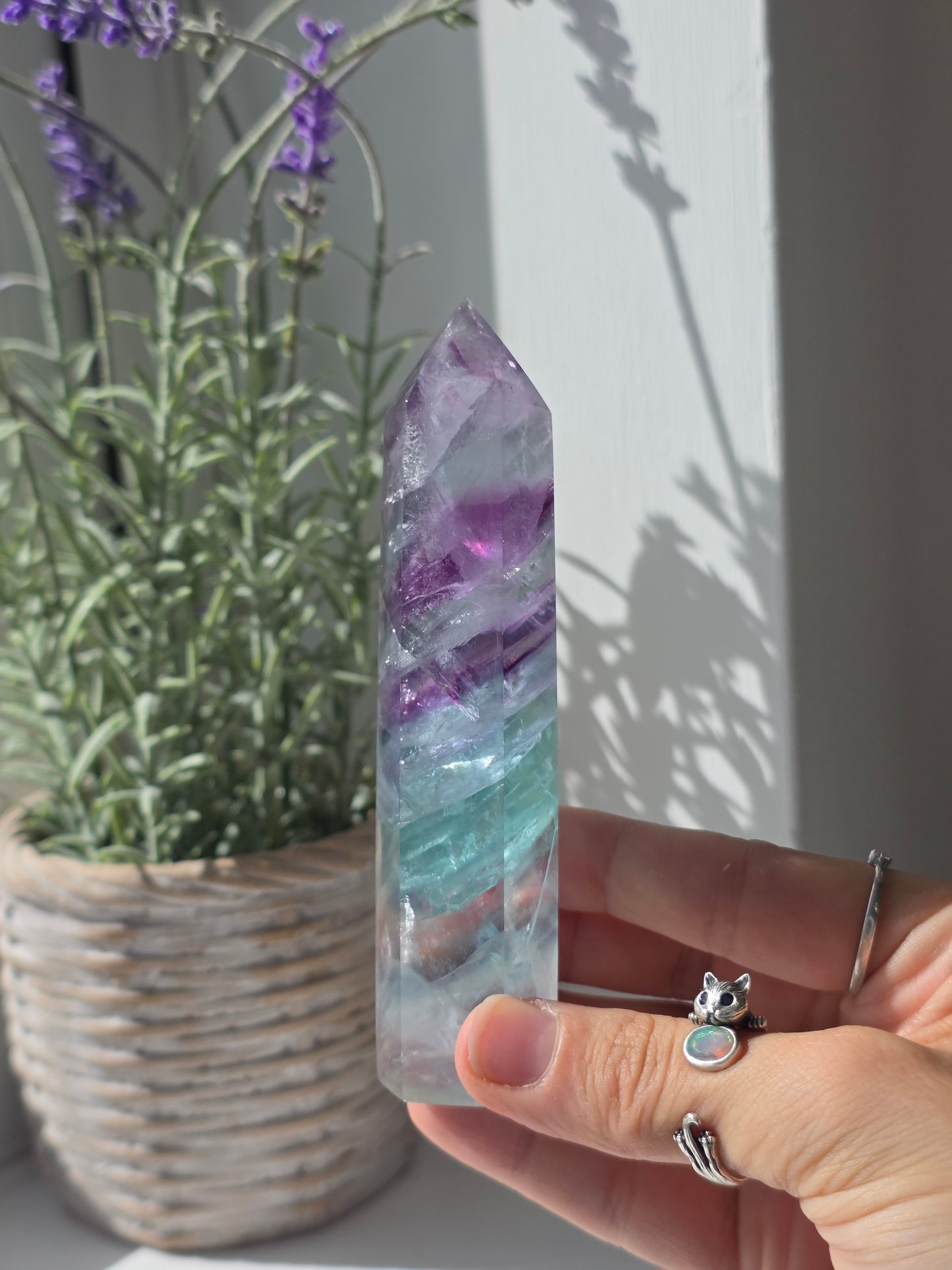 Flashy Rainbow Fluorite Tower - H