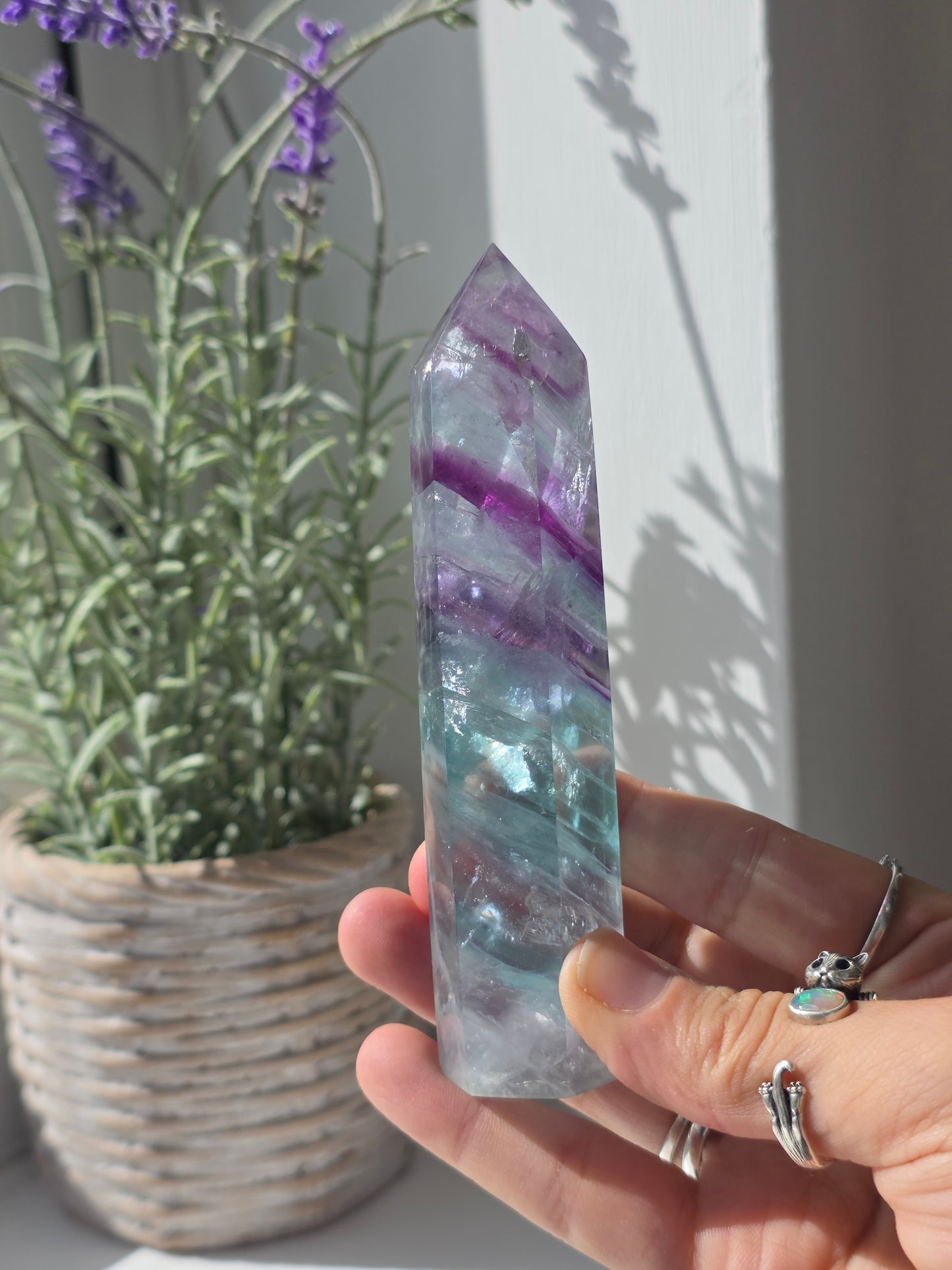 Flashy Rainbow Fluorite Tower - H