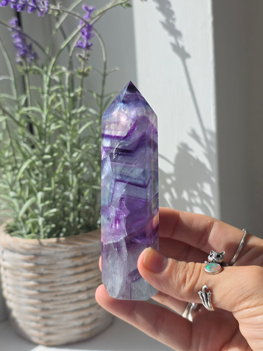 Flashy Rainbow Fluorite Tower - J