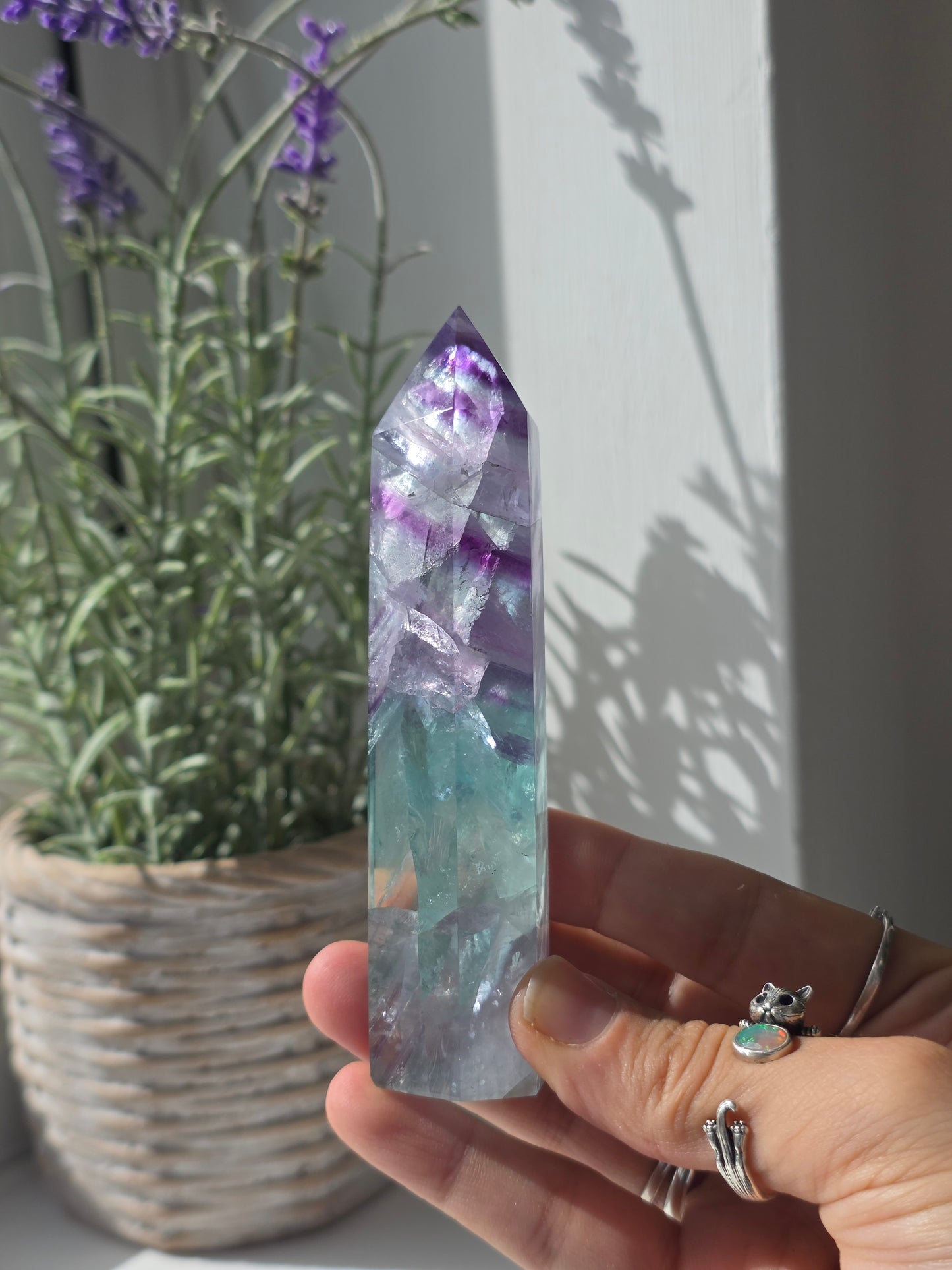 Flashy Rainbow Fluorite Tower - K
