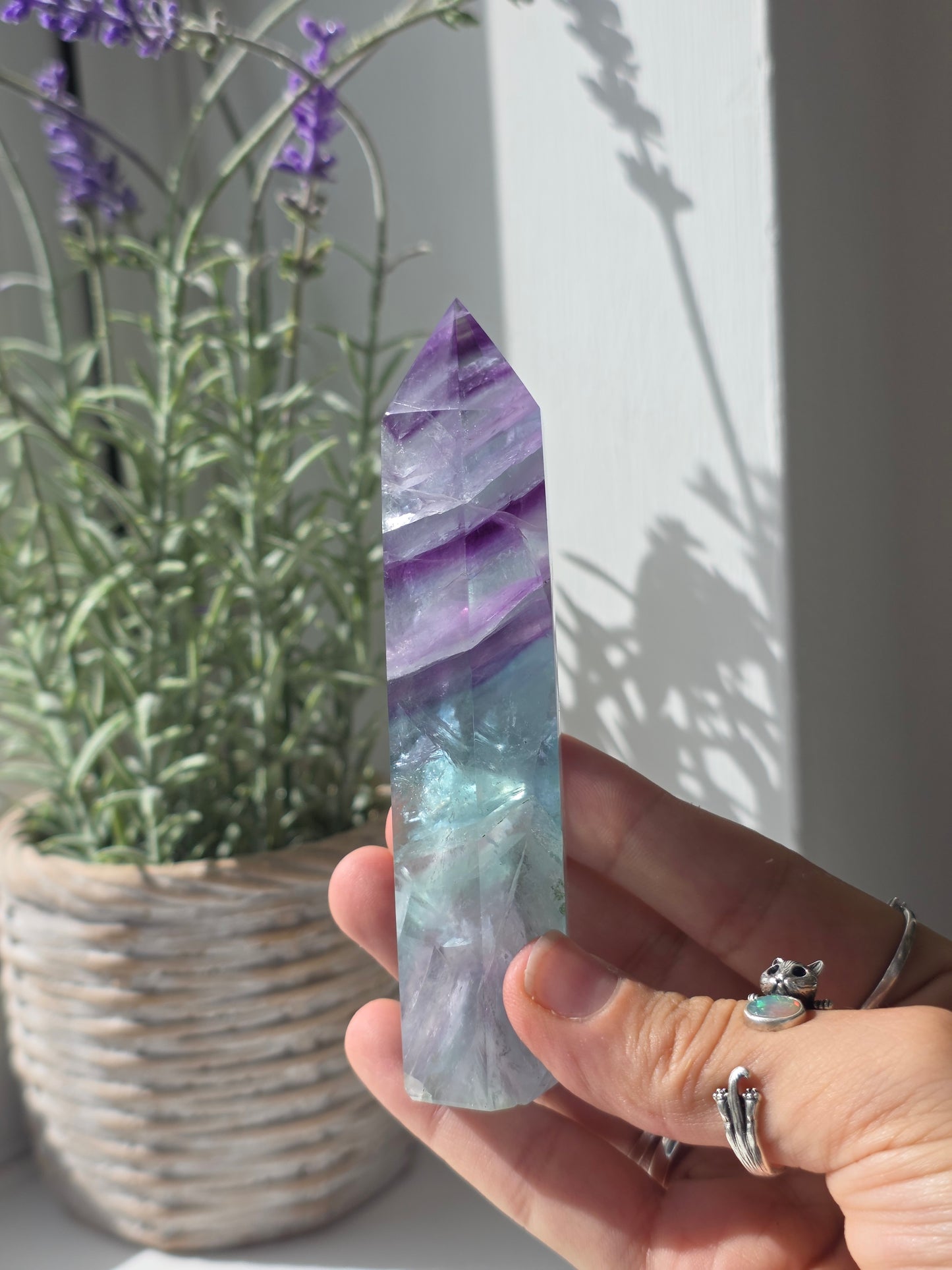 Flashy Rainbow Fluorite Tower - K