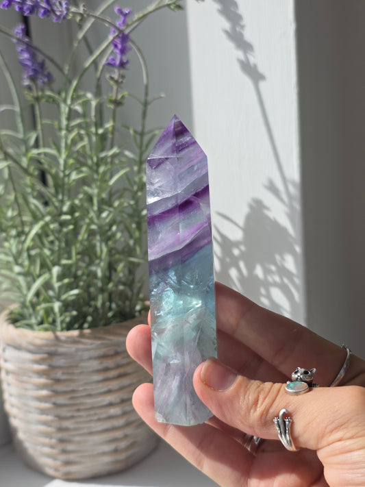 Flashy Rainbow Fluorite Tower - K