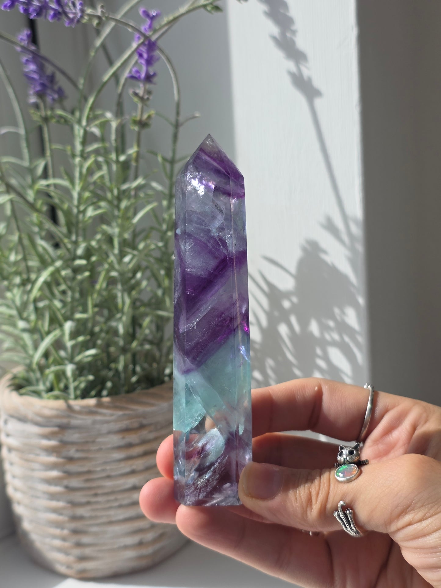 Flashy Rainbow Fluorite Tower - L
