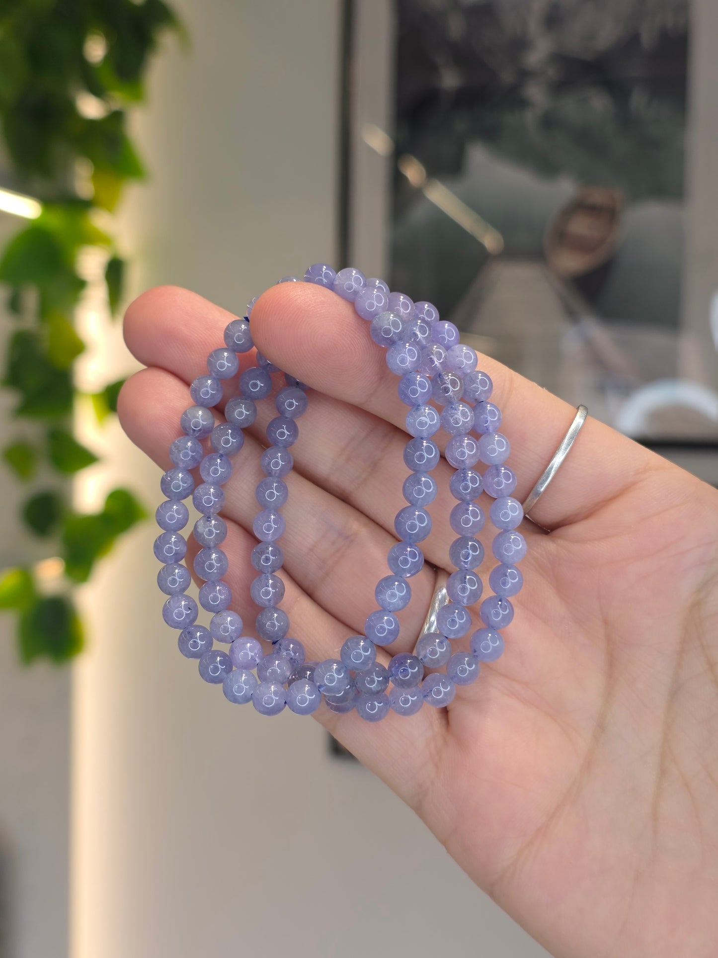 Tanzanite - Round Bead Bracelet 6mm