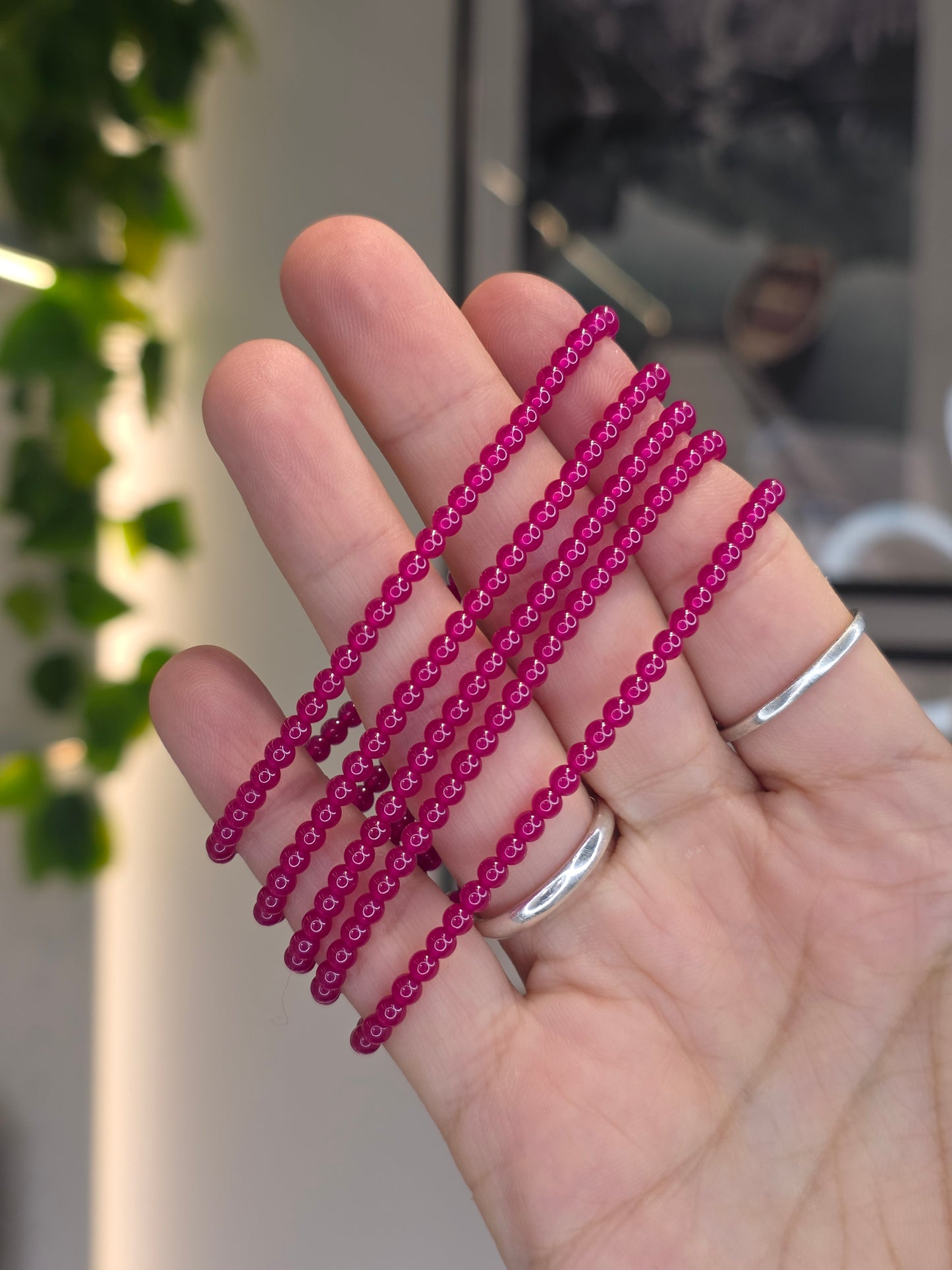 Ruby - Round Bead Bracelet 3mm