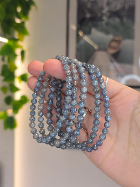 Blue Kyanite - Round Bead Bracelet - 6mm