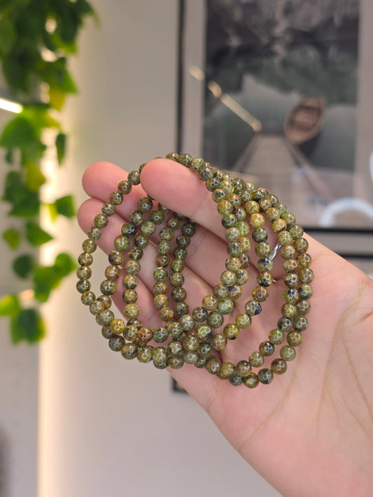 Peridot - Round Bead Bracelet 5mm