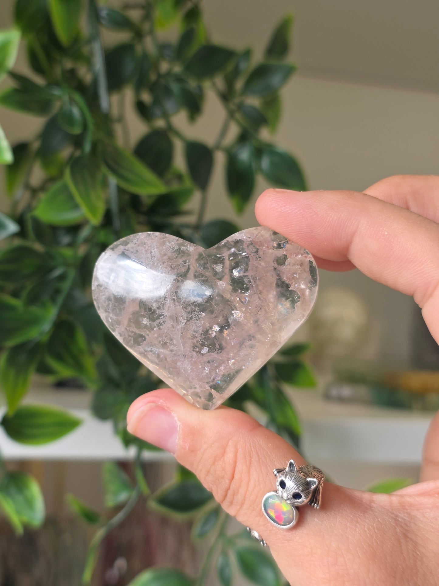 White Fluorite with Mica & Pyrite Hearts