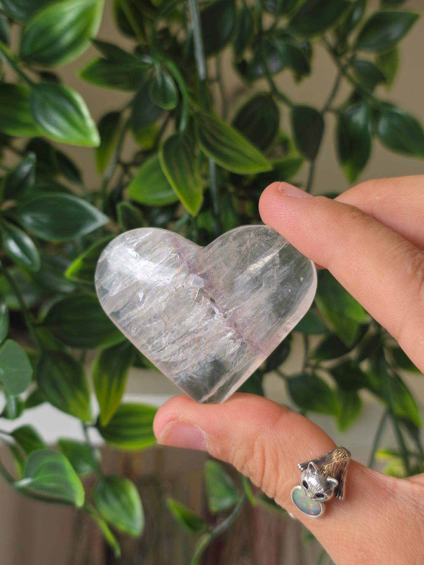 White Fluorite with Mica & Pyrite Hearts