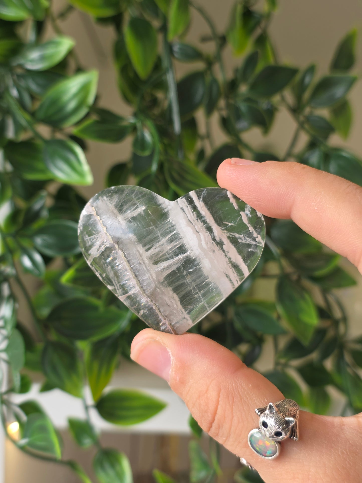 White Fluorite with Mica & Pyrite Hearts