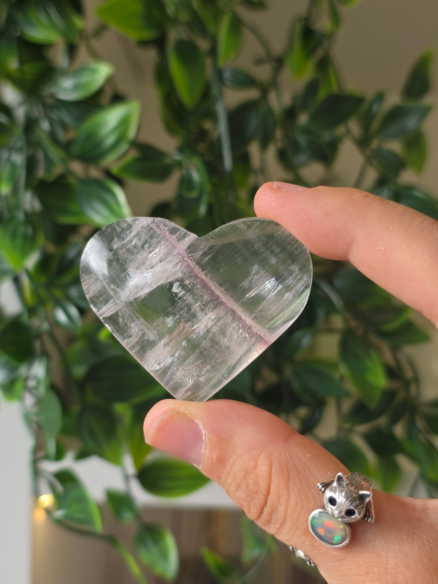 White Fluorite with Mica & Pyrite Hearts
