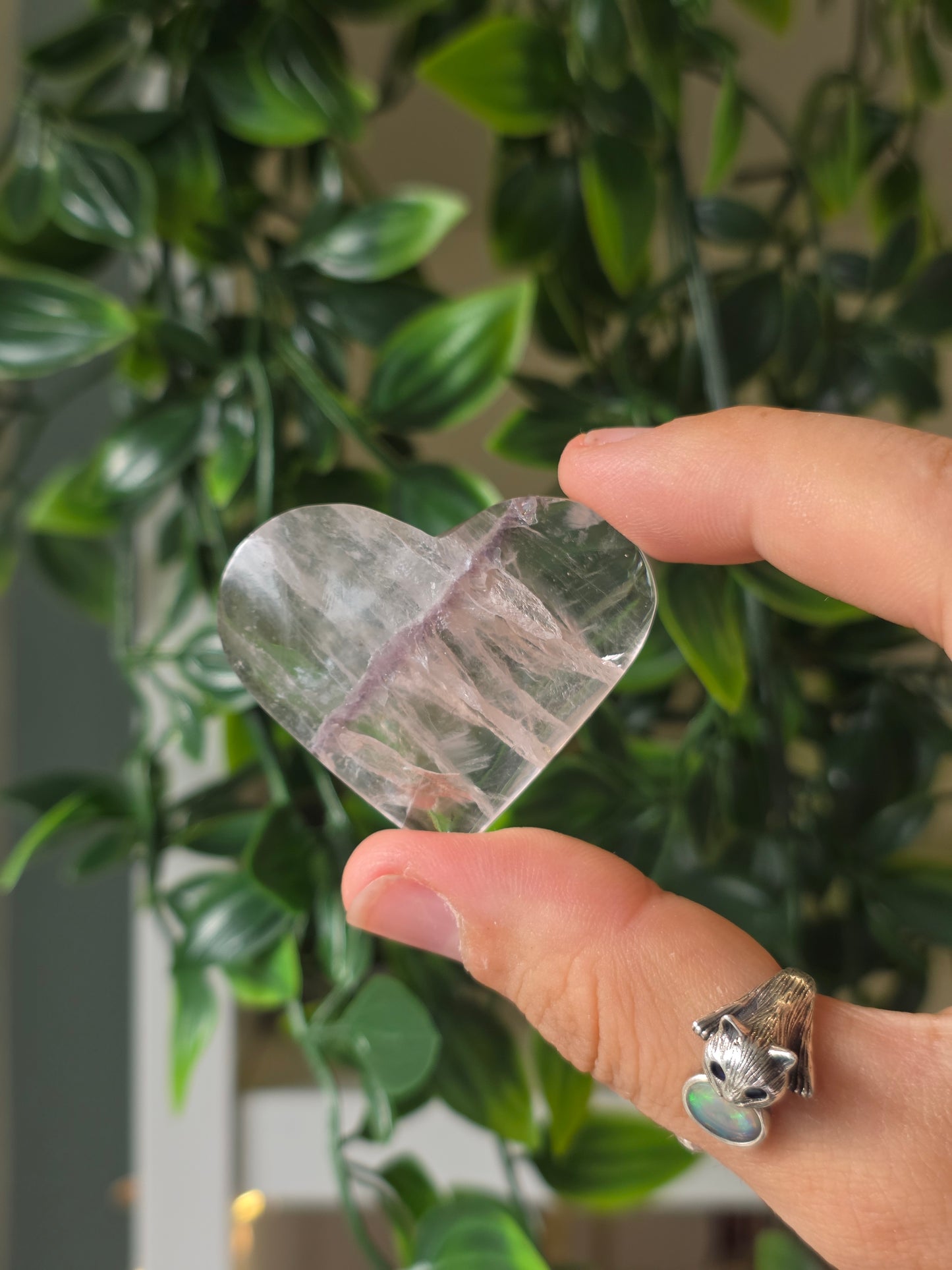 White Fluorite with Mica & Pyrite Hearts