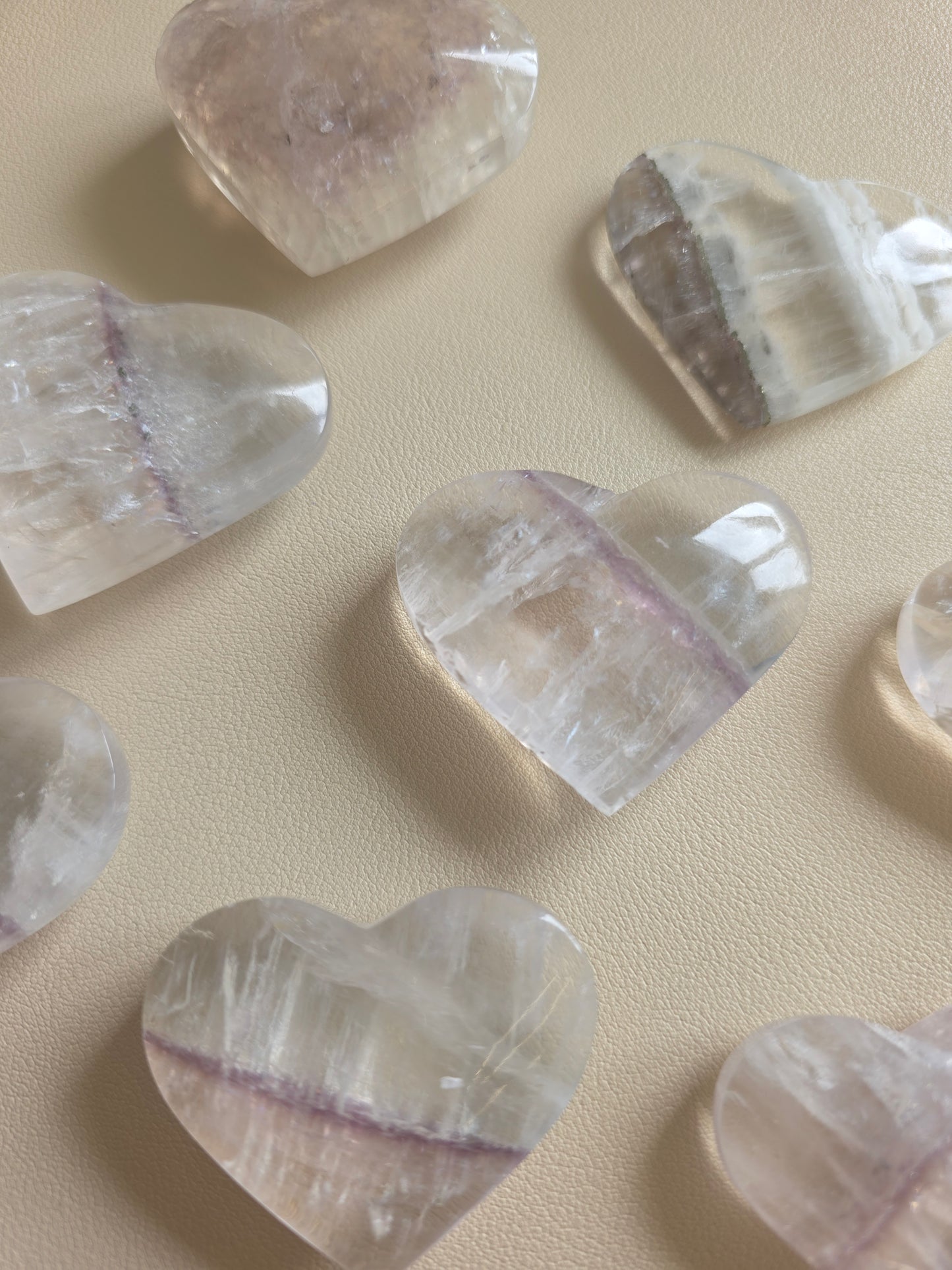 White Fluorite with Mica & Pyrite Hearts