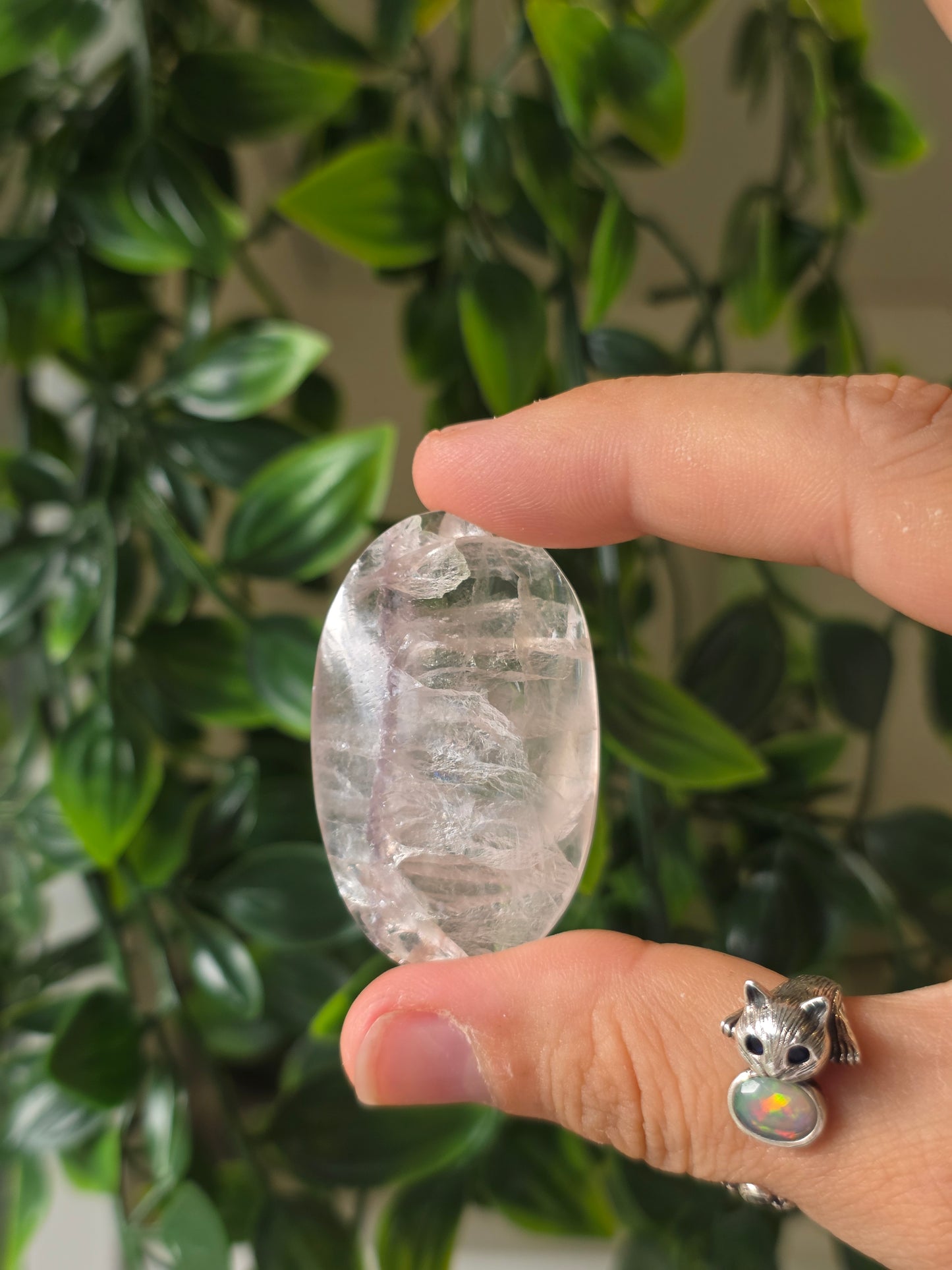 White Fluorite with Mica & Pyrite Palm Stones