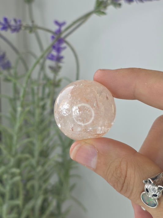 Pink Himalayan Quartz (Hematite Included) Sphere - A