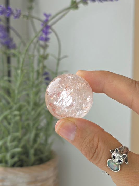 Pink Himalayan Quartz (Hematite Included) Sphere - D