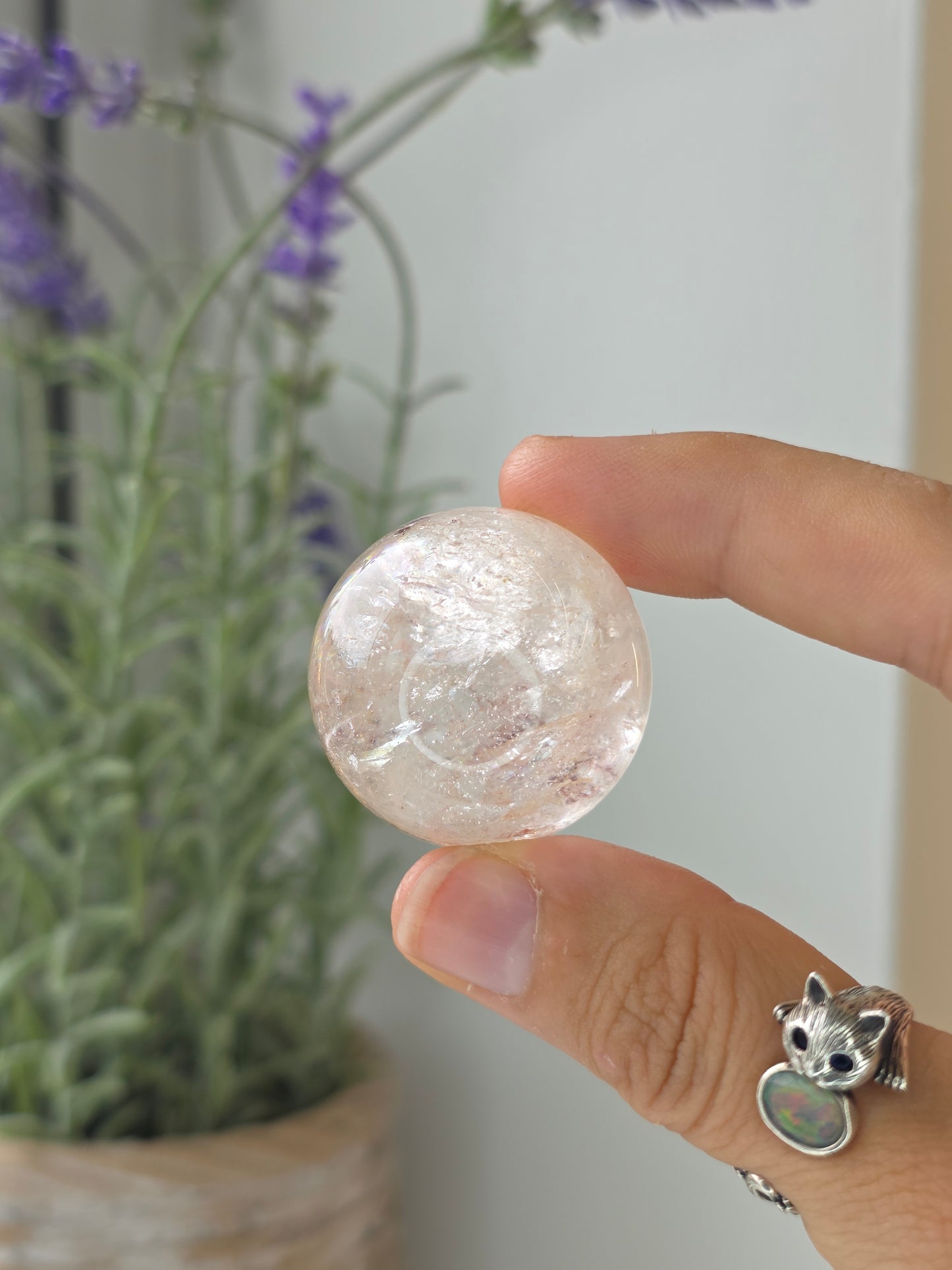 Pink Himalayan Quartz (Hematite Included) Sphere - E