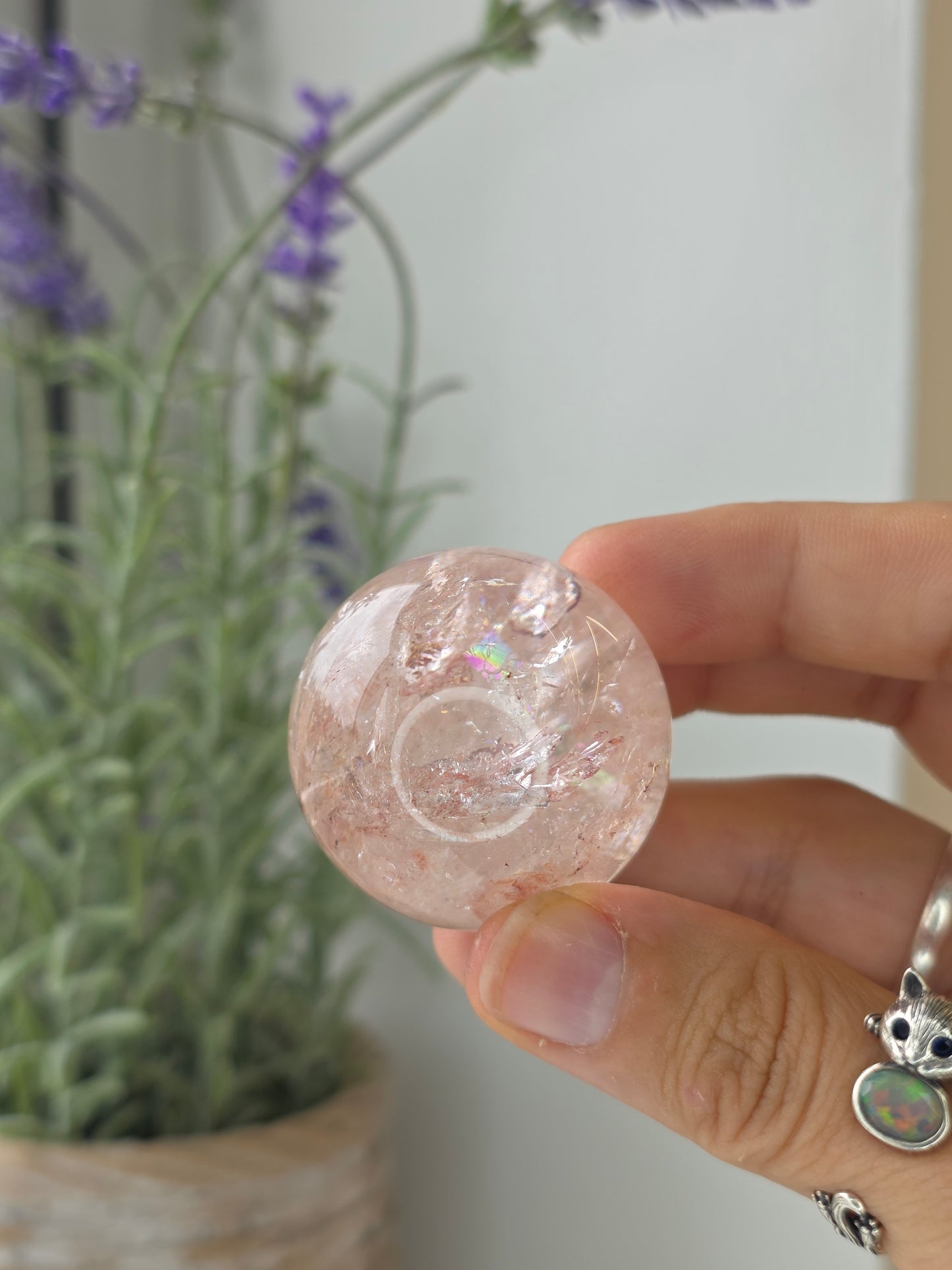 Pink Himalayan Quartz (Hematite Included) Sphere - H