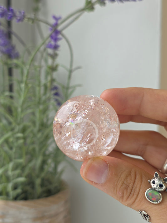Pink Himalayan Quartz (Hematite Included) Sphere - H