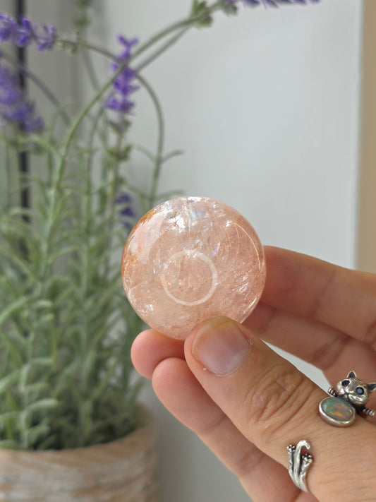 Pink Himalayan Quartz (Hematite Included) Sphere - I