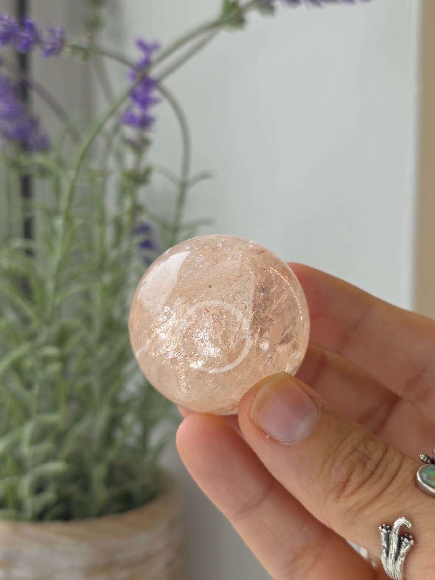 Pink Himalayan Quartz (Hematite Included) Sphere - J