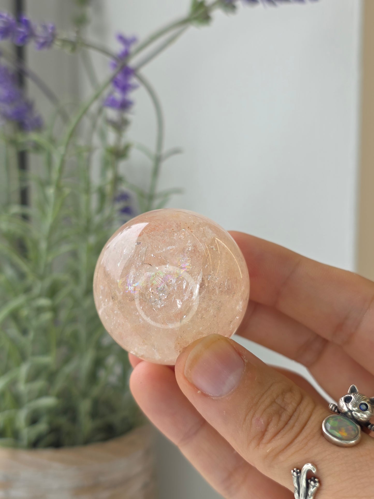 Pink Himalayan Quartz (Hematite Included) Sphere - J