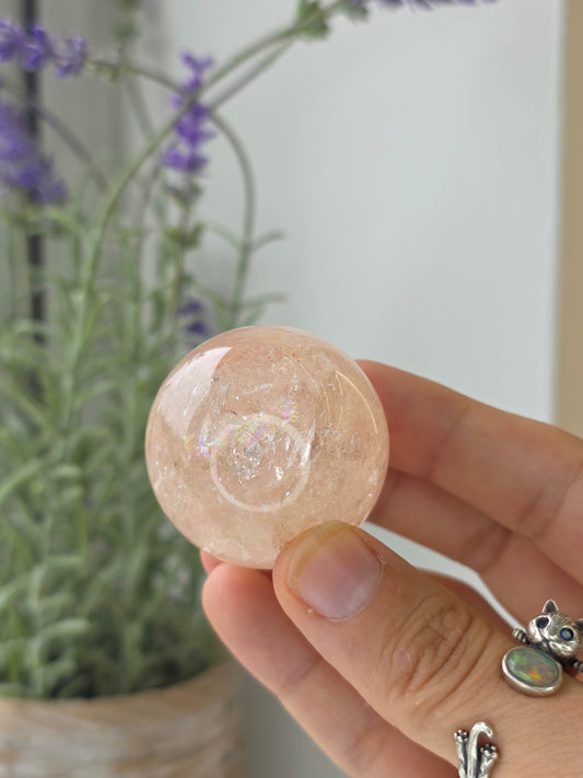 Pink Himalayan Quartz (Hematite Included) Sphere - J