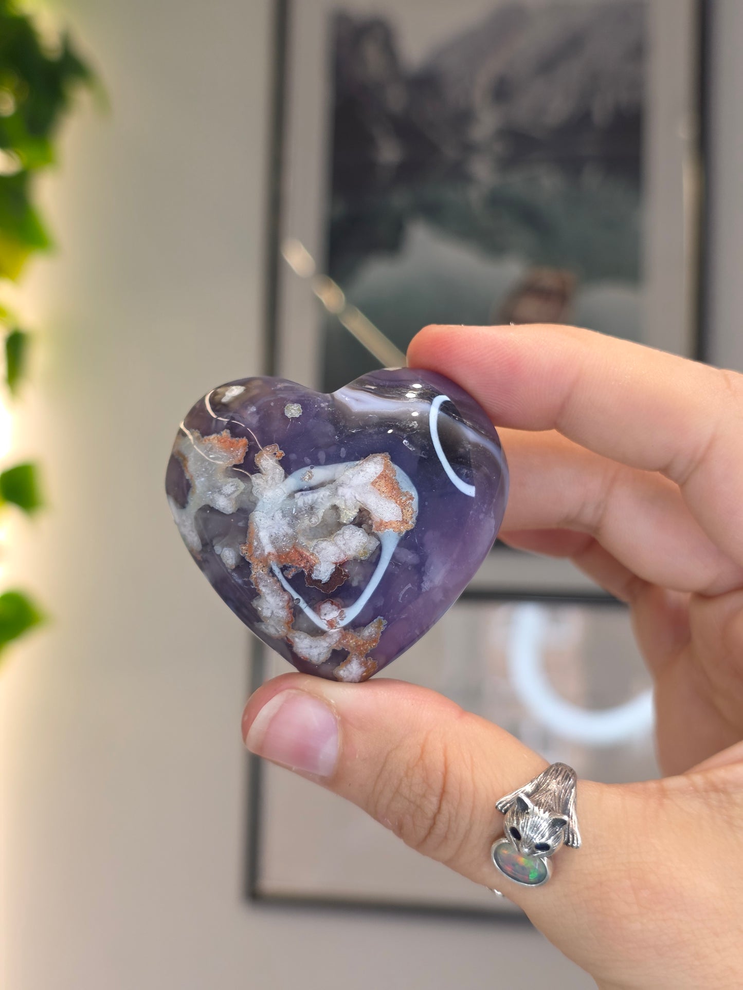Blue Flower Agate Hearts