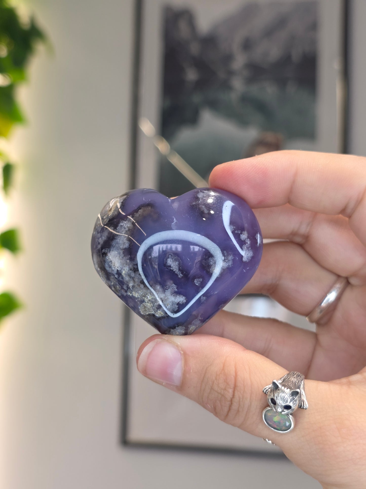 Blue Flower Agate Hearts