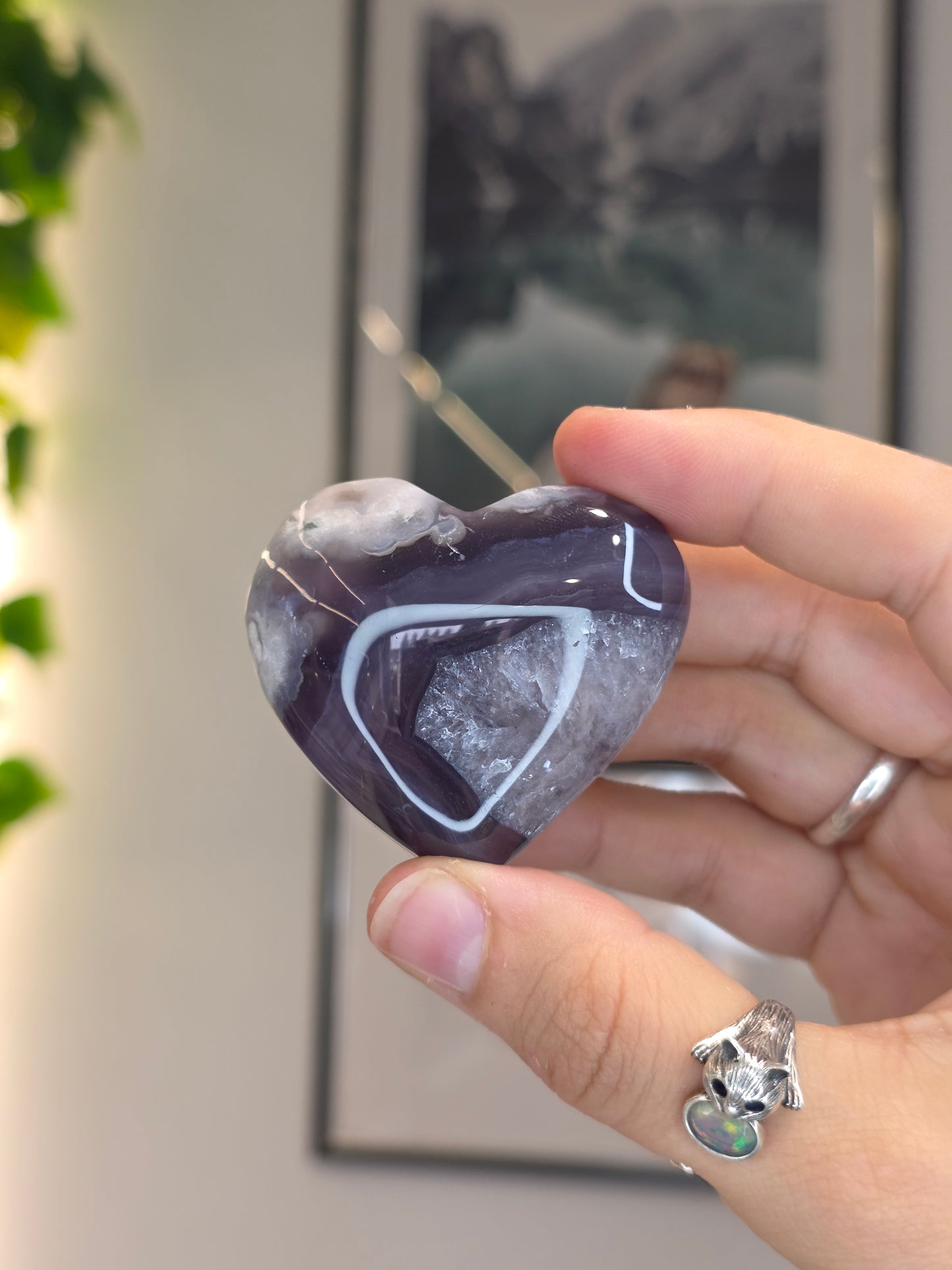 Blue Flower Agate Hearts