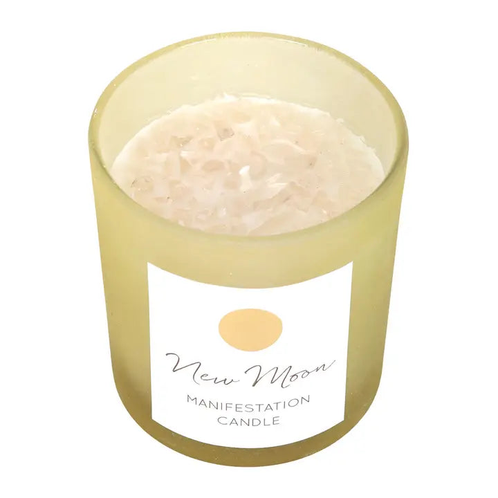 New Moon Wild Orange Manifestation Candle with Clear Quartz - MAS3439/41
