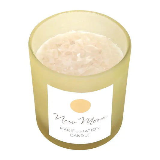 New Moon Wild Orange Manifestation Candle with Clear Quartz - MAS3439/41