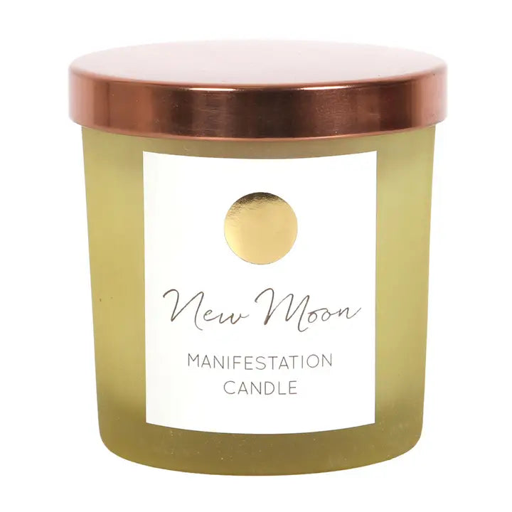 New Moon Wild Orange Manifestation Candle with Clear Quartz - MAS3439/41