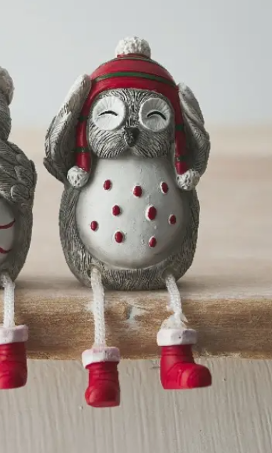 Grey Nordic Owl Sitter - MAS3453/63