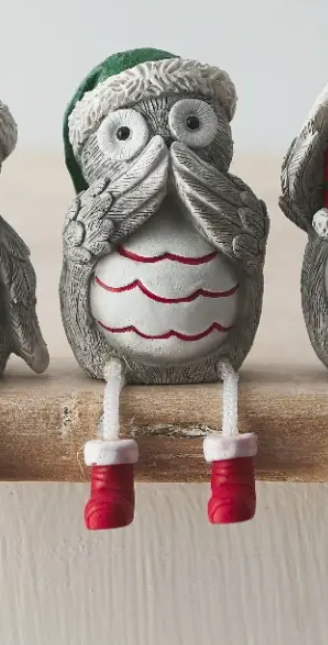 Grey Nordic Owl Sitter - MAS3453/63