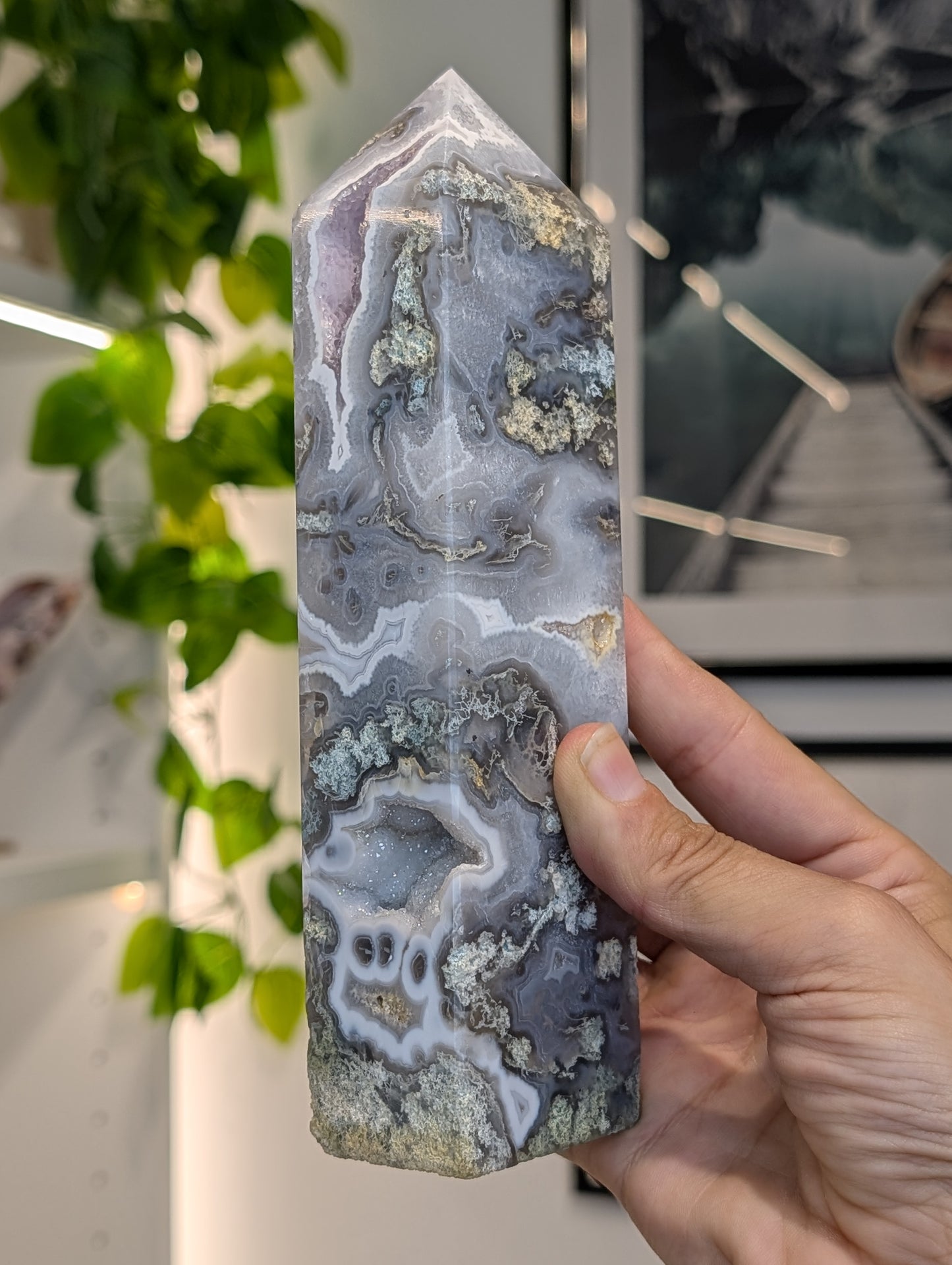 Amethyst Moss Agate Tower