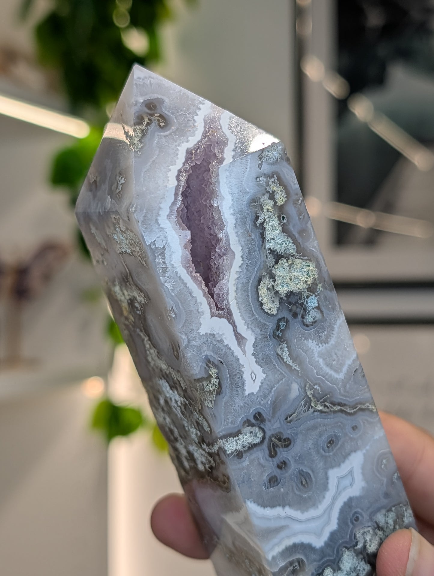 Amethyst Moss Agate Tower