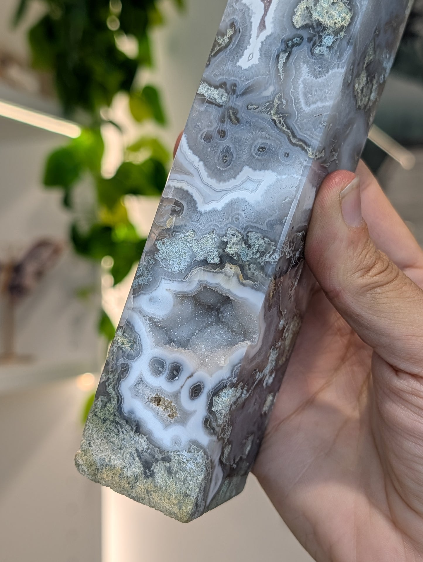 Amethyst Moss Agate Tower