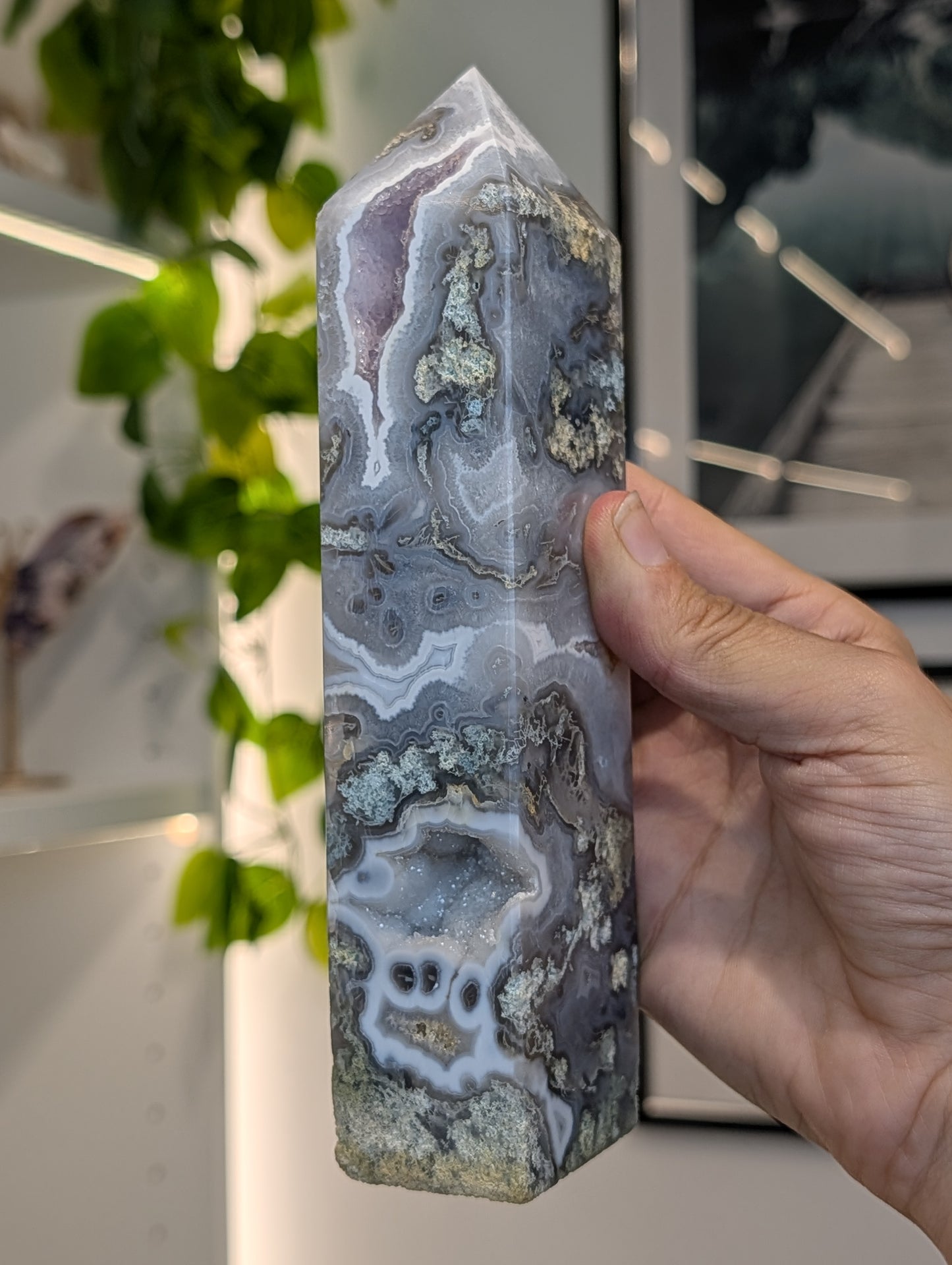 Amethyst Moss Agate Tower