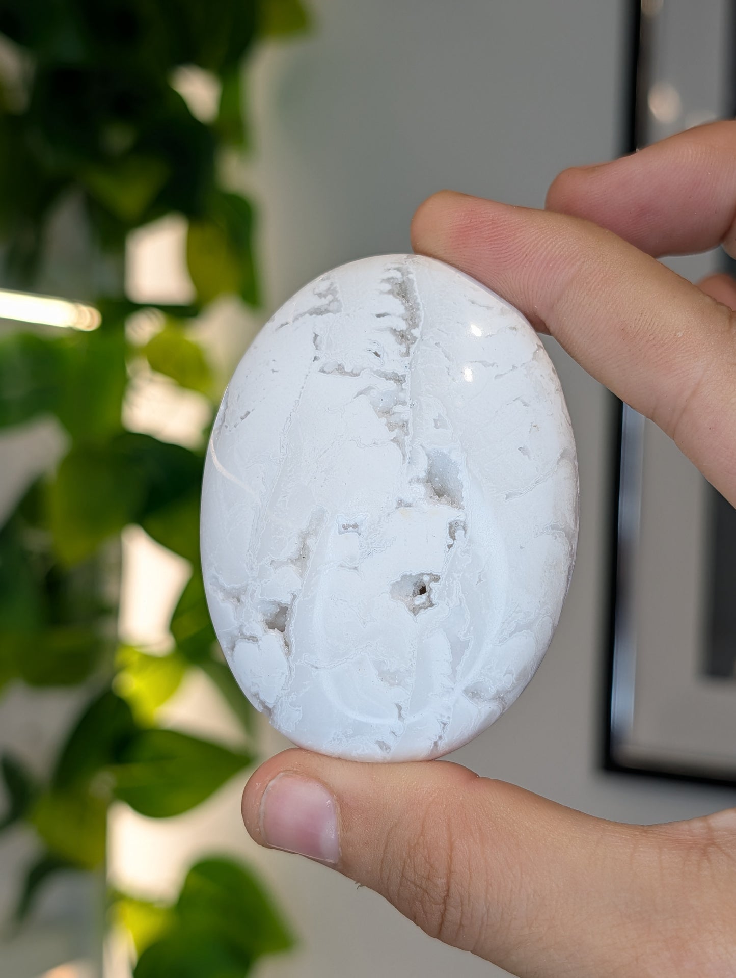 Various Indonesian Druzy White Agate Palm Stones