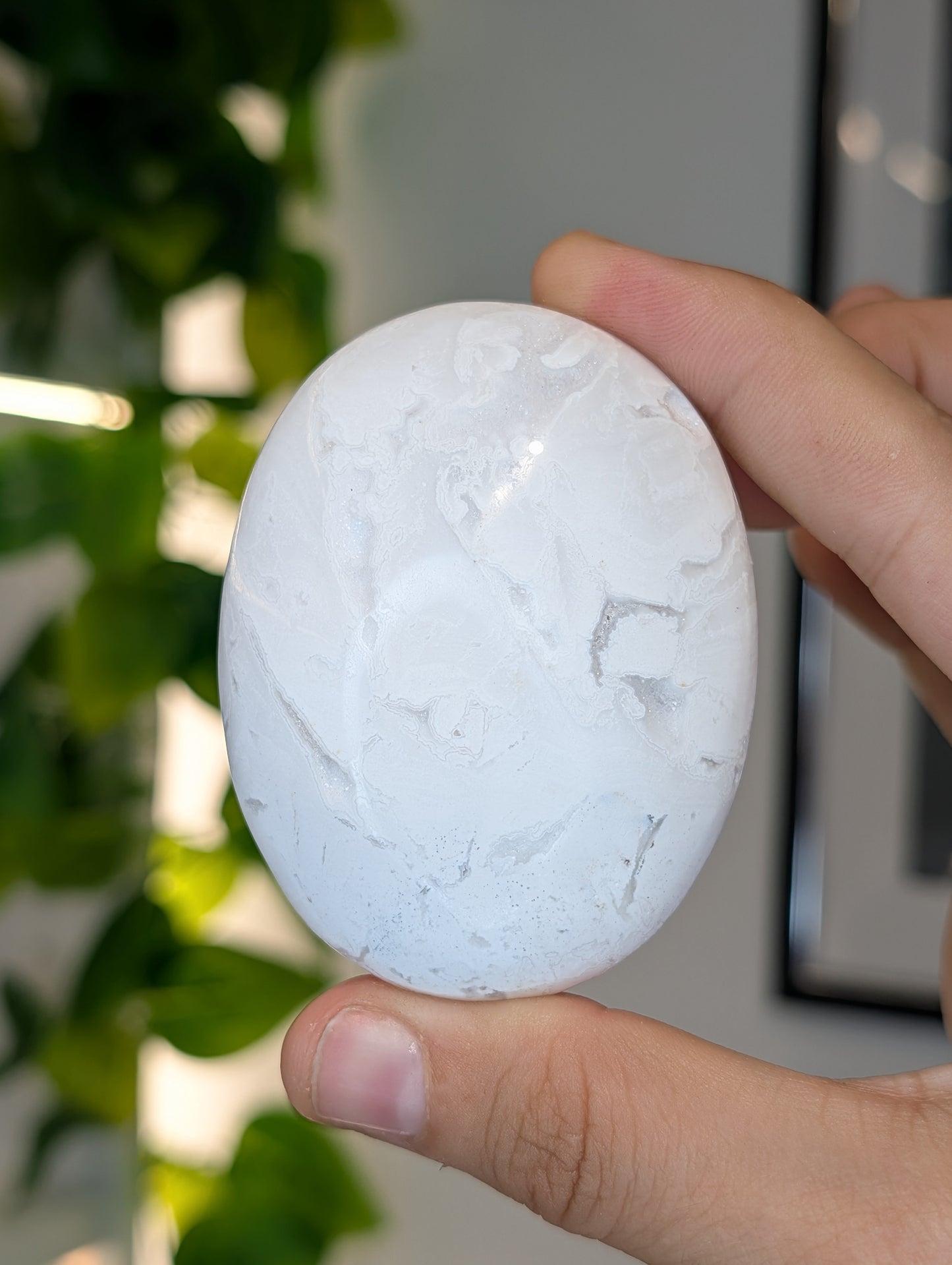 Various Indonesian Druzy White Agate Palm Stones