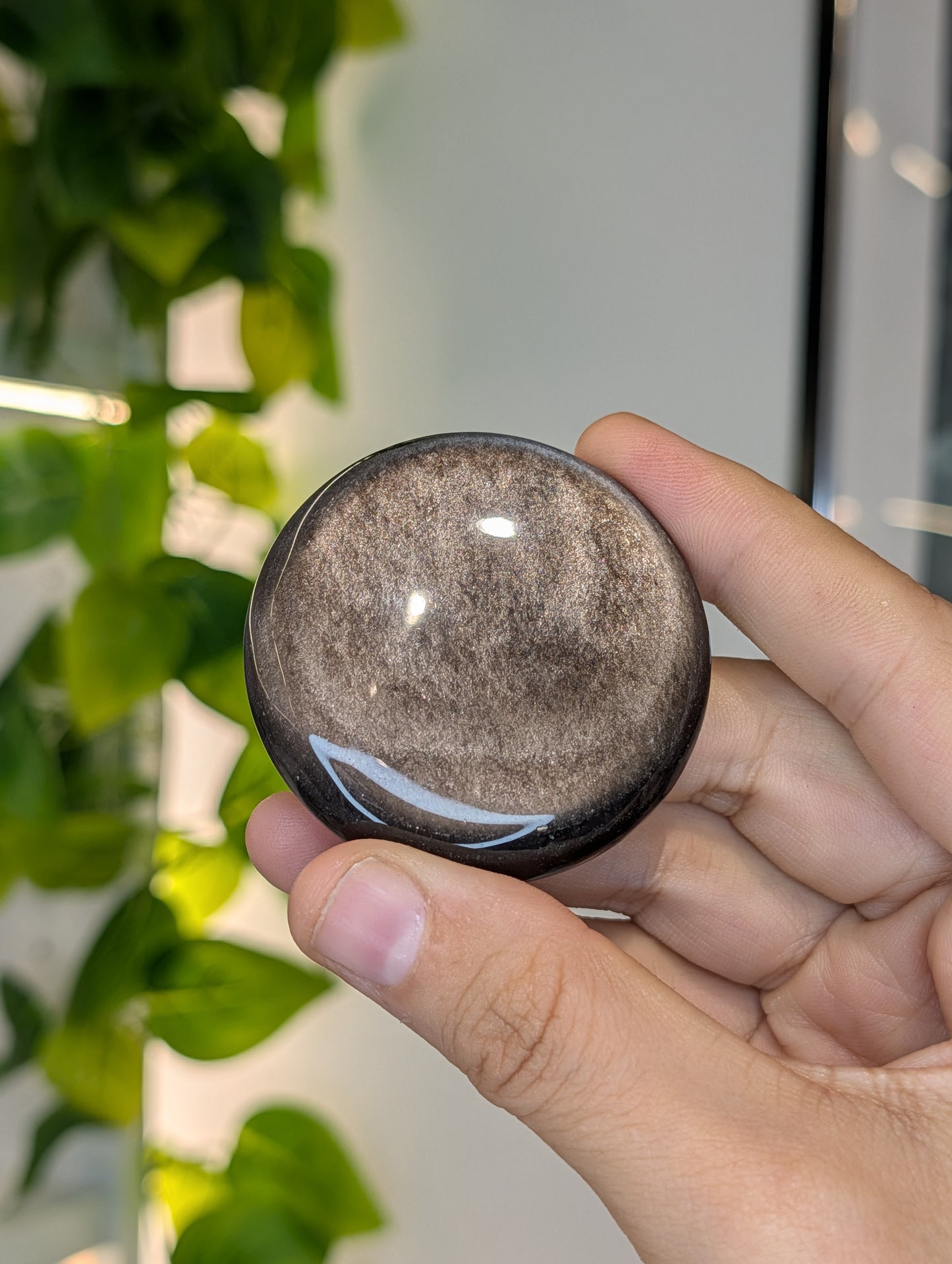 Intuitively Chosen Silver Sheen Obsidian Round Palm Stones